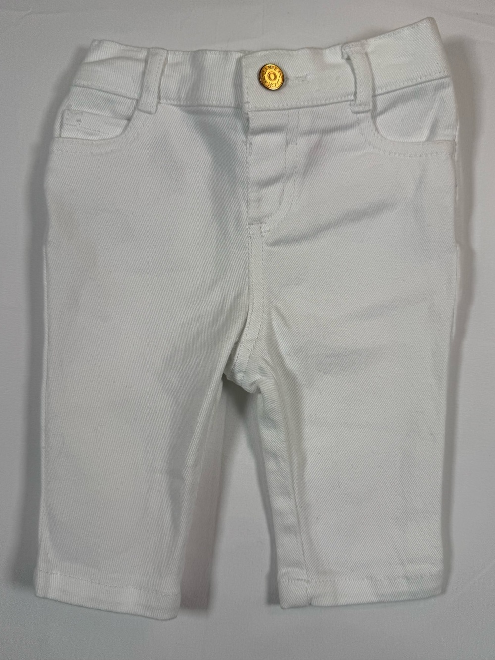 JANIE AND JACK Girls White Denim Jeans 12-18m Preppy Classic Stretch Summer Chic